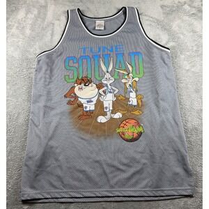 Vtg Space Jam Tune Squad Jersey Tank Top Bugs Lola Taz Mesh Mens L